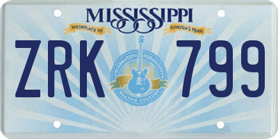 MS license plate ZRK799