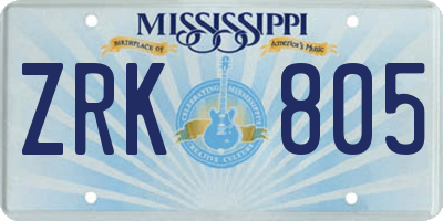 MS license plate ZRK805