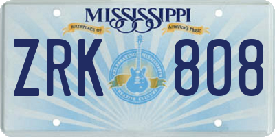 MS license plate ZRK808