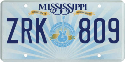 MS license plate ZRK809