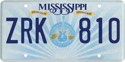 MS license plate ZRK810
