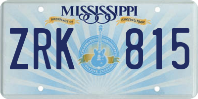 MS license plate ZRK815