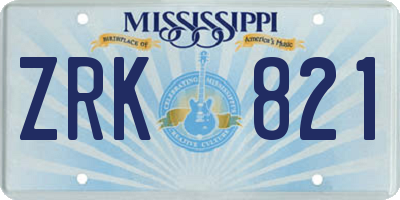 MS license plate ZRK821
