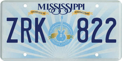 MS license plate ZRK822