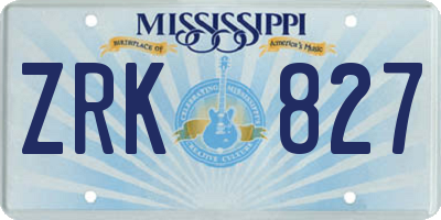 MS license plate ZRK827