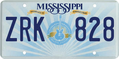 MS license plate ZRK828