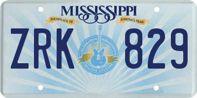 MS license plate ZRK829