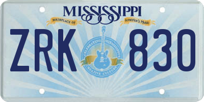 MS license plate ZRK830