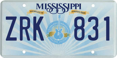 MS license plate ZRK831