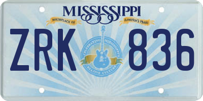 MS license plate ZRK836