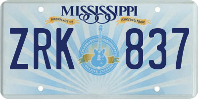 MS license plate ZRK837