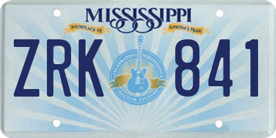 MS license plate ZRK841
