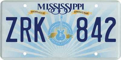 MS license plate ZRK842
