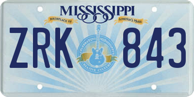 MS license plate ZRK843
