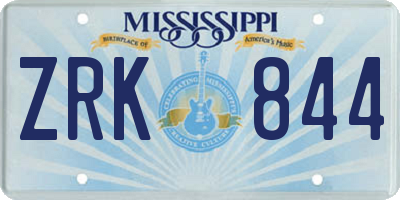 MS license plate ZRK844