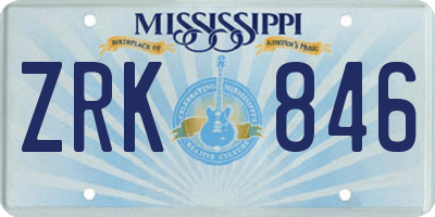 MS license plate ZRK846