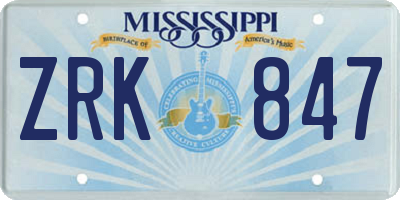 MS license plate ZRK847