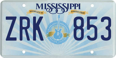 MS license plate ZRK853