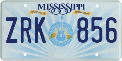 MS license plate ZRK856