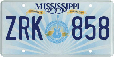 MS license plate ZRK858