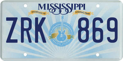 MS license plate ZRK869