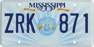 MS license plate ZRK871