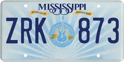 MS license plate ZRK873