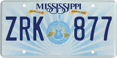 MS license plate ZRK877