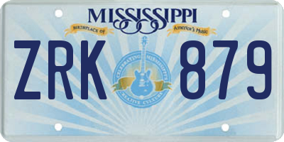 MS license plate ZRK879