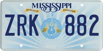 MS license plate ZRK882