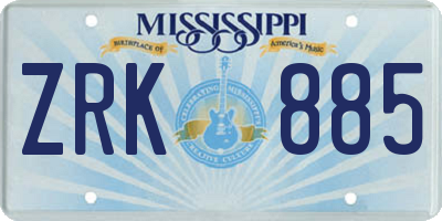 MS license plate ZRK885
