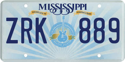 MS license plate ZRK889
