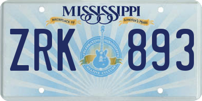 MS license plate ZRK893