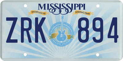 MS license plate ZRK894