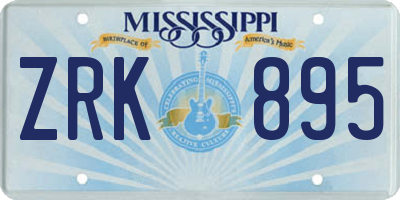 MS license plate ZRK895