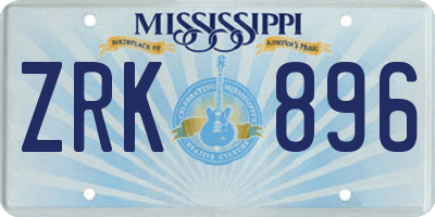 MS license plate ZRK896