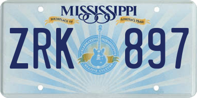 MS license plate ZRK897