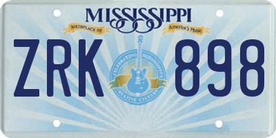 MS license plate ZRK898