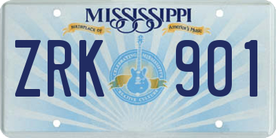 MS license plate ZRK901