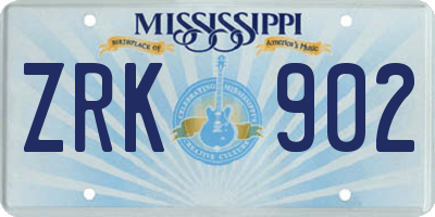 MS license plate ZRK902
