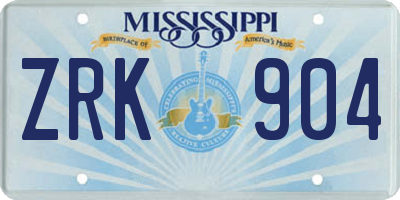 MS license plate ZRK904