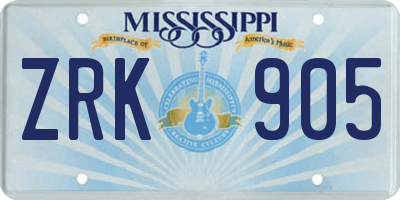 MS license plate ZRK905
