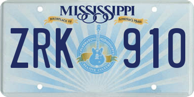MS license plate ZRK910