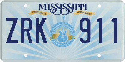 MS license plate ZRK911