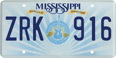 MS license plate ZRK916