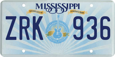 MS license plate ZRK936