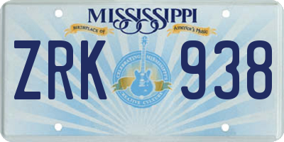 MS license plate ZRK938