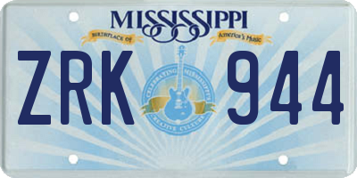 MS license plate ZRK944