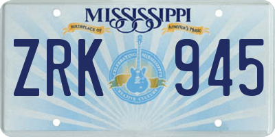 MS license plate ZRK945