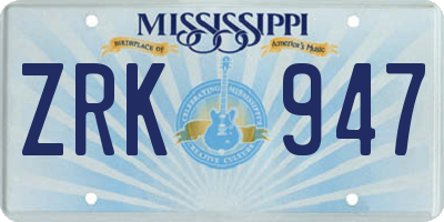MS license plate ZRK947